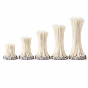 🕯️ Premium Cotton Candle Wicks with Metal Sustainer Tabs – Pre-Waxed Wick Set for DIY Candle Making | Smoke-Free, Clean Burning | Multiple Sizes Pack