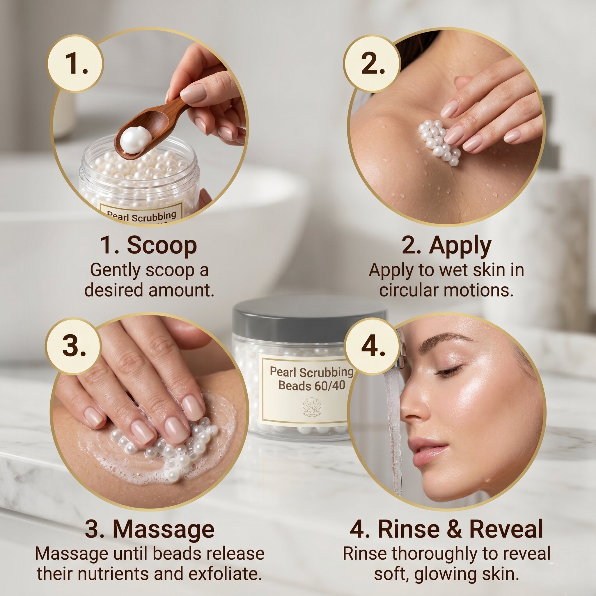 Pearl Scrubbing Beads 60/40 – Cosmetic Grade Exfoliating Beads for Face Wash, Scrubs & Personal Care Products - Image 3