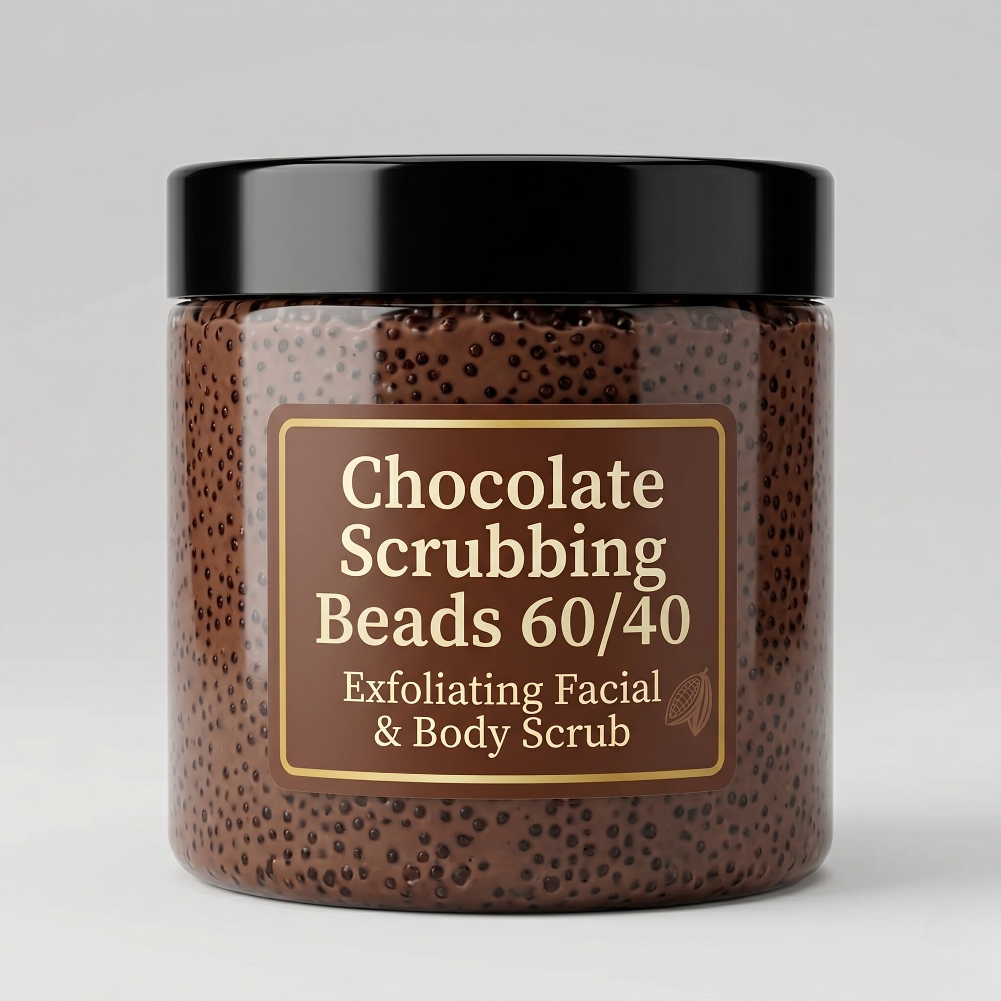 Chocolate Scrubbing Beads 60/40 – Cosmetic Grade Exfoliating Beads for Face Wash, Scrubs & Personal Care Products - Image 1