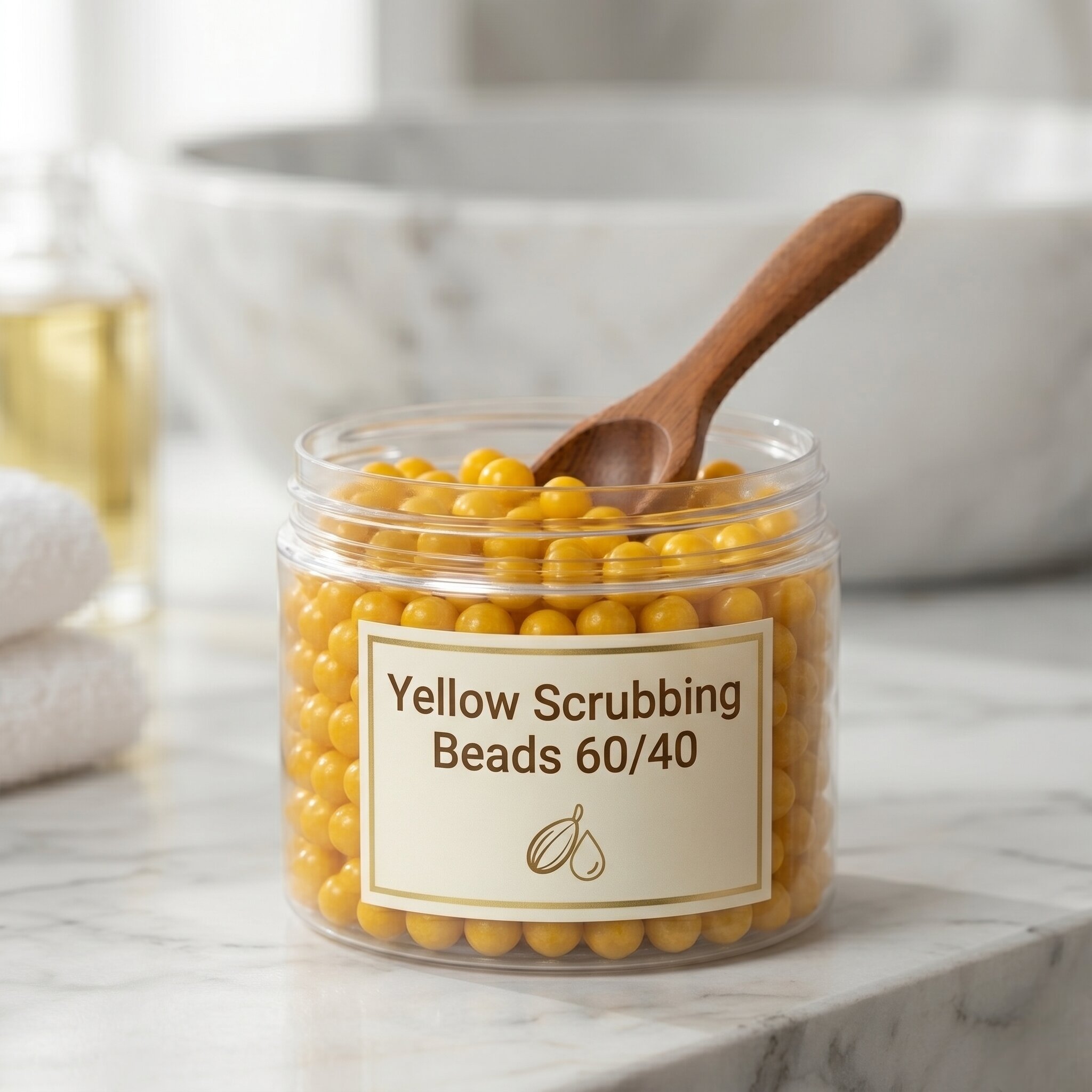 Yellow Scrubbing Beads 60/40 – Cosmetic Grade Exfoliating Beads for Face Wash, Scrubs & Personal Care Products - Image 1