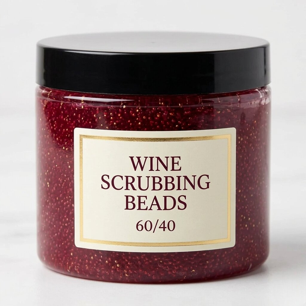 Wine Scrubbing Beads 60/40 – Cosmetic Grade Exfoliating Beads for Face Wash, Scrubs & Personal Care Products - Image 1