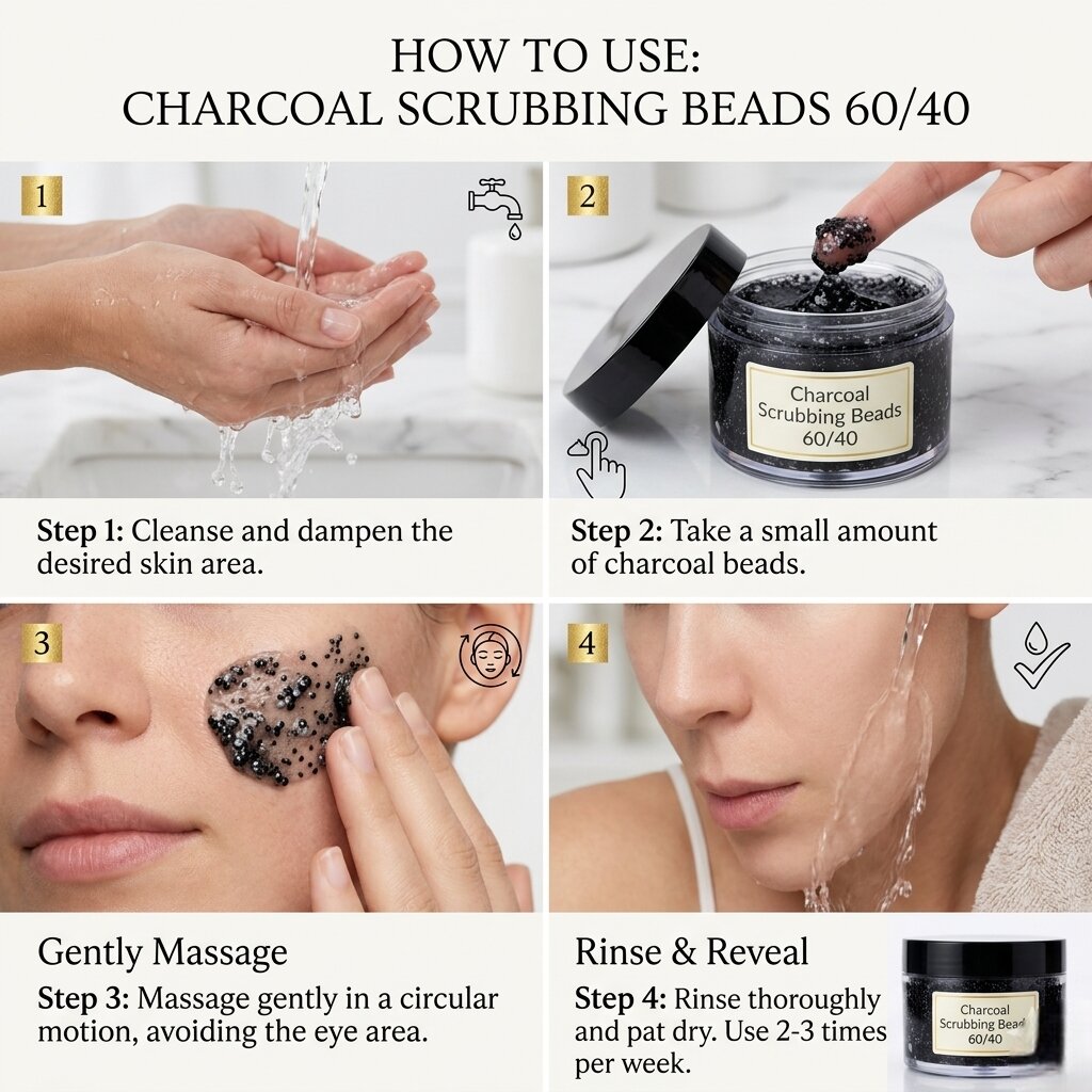 Charcoal Scrubbing Beads 60/40 – Cosmetic Grade Exfoliating Beads for Face Wash, Scrubs & Personal Care Products - Image 3