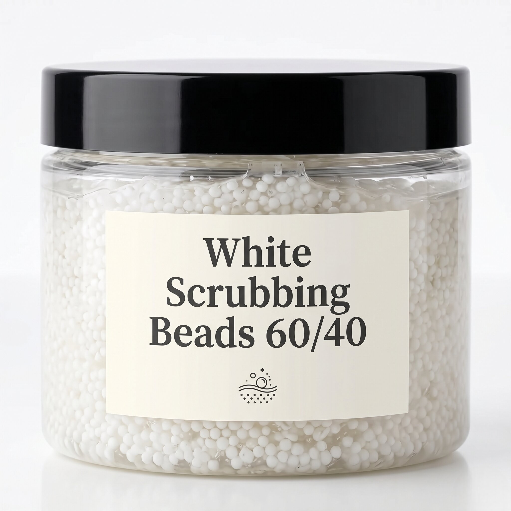 White Scrubbing Beads 60/40 – Cosmetic Grade Exfoliating Beads for Face Wash, Scrubs & Personal Care Products - Image 1